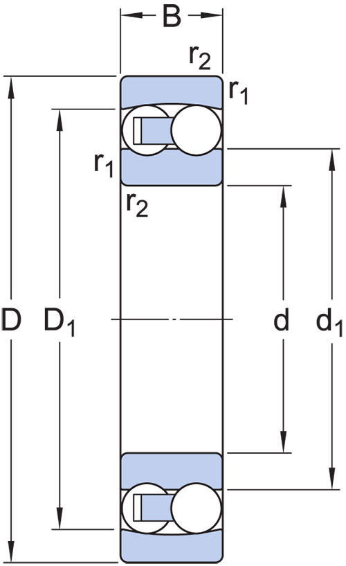 SKF 2202 E-2RS1TN9/W64 Oynak Bilyalı Rulman Teknik Çizimi